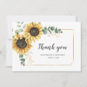 Carte De Correspondance Merci Mariage de tournesol floral Eucalyptus (Devant)
