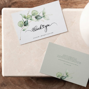 Carte De Correspondance Merci Mariage Eucalyptus à la main