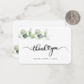Carte De Correspondance Merci Mariage Eucalyptus Lettré Budget (Devant/Arrière en situation)