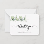 Carte De Correspondance Merci Mariage Eucalyptus Lettré Budget (Devant)