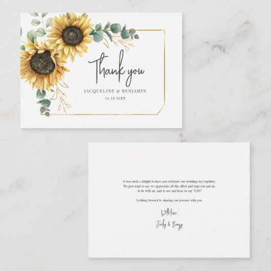 Carte De Correspondance Merci Mariage floral Budget (Devant / Derrière)