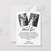 Carte De Correspondance merci mariage noir et blanc 3 photos (Dos)