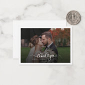 Carte De Correspondance Merci Mariage photo élégant (Devant/Arrière en situation)