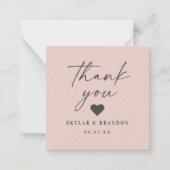 Carte De Correspondance Merci Mariage rose clair couleur simple (Devant)