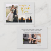 Carte De Correspondance Merci Mariage simple à main en or (Devant / Derrière)