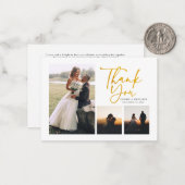 Carte De Correspondance Merci Mariage simple à main en or (Devant/Arrière en situation)