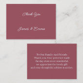 Carte De Correspondance Merci Mariage simple Customisé à Maroon (Devant / Derrière)