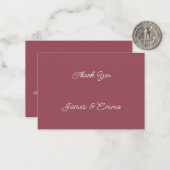 Carte De Correspondance Merci Mariage simple Customisé à Maroon (Devant/Arrière en situation)