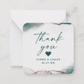 Carte De Correspondance Merci Mariage vert émeraude Abstrait moderne (Devant)