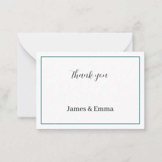 Carte De Correspondance Merci Mariage vert simple (Devant)
