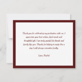 Carte De Correspondance Merci Maroon de script gradué (Dos)