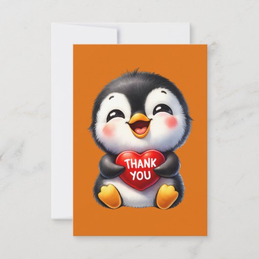 Carte De Correspondance Merci mignon ajouter pingouin de message (Devant)