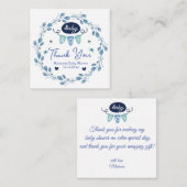 Carte De Correspondance merci mignon baby shower bleu botanique style (Devant / Derrière)