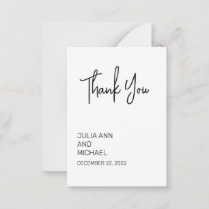 Carte De Correspondance Merci minimaliste simple Mariage minimal