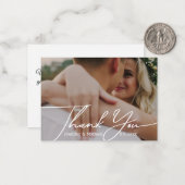 Carte De Correspondance merci minimum photo mariage manuscrite (Devant/Arrière en situation)