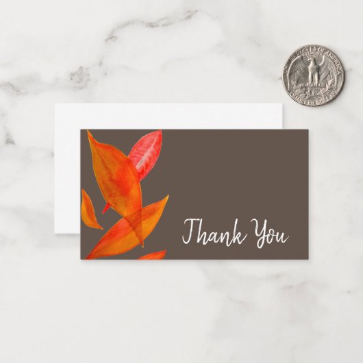 Carte De Correspondance Merci moderne aquarelle feuille art (Devant/Arrière en situation)