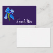 Carte De Correspondance Merci moderne fleurs bleu aquarelle art (Devant / Derrière)