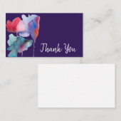 Carte De Correspondance Merci moderne fleurs bleu aquarelle art (Devant / Derrière)