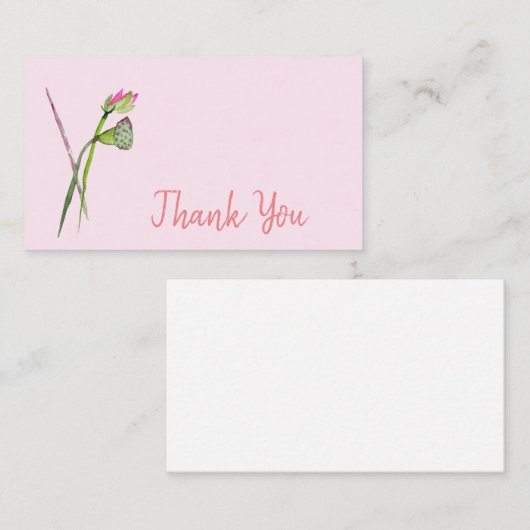 Carte De Correspondance Merci moderne fleurs lotus aquarelle art (Devant / Derrière)