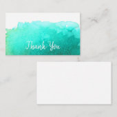 Carte De Correspondance Merci moderne simple bleu aquarelle art (Devant / Derrière)