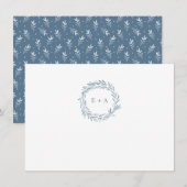 Carte De Correspondance Merci Motif de monogramme de courroie bleu (Devant / Derrière)