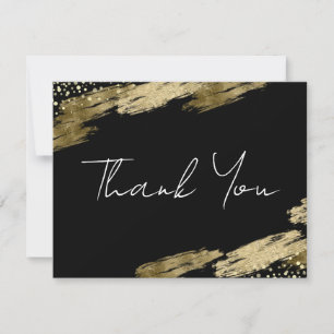 Carte De Correspondance Merci noir et or élégant