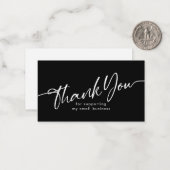 Carte De Correspondance Merci noir pour les petites entreprises (Devant/Arrière en situation)