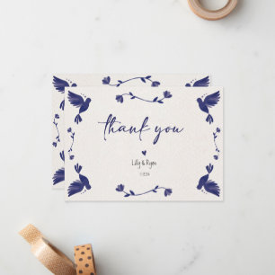 Carte De Correspondance Merci nuptial mexicain de la fête des oiseaux bleu