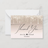 Carte De Correspondance merci, or luxe goutte parties scintillant mariage (Devant)