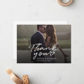 Carte De Correspondance Merci photo de mariage élégant et moderne (Devant/Arrière en situation)