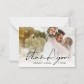 Carte De Correspondance merci photo de mariage moderne écriture chic (Devant)