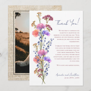 Carte De Correspondance Merci photo floral et acrylique délicieuse rustiqu