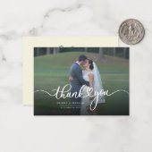 Carte De Correspondance Merci photo Mariage à la main chic (Devant/Arrière en situation)