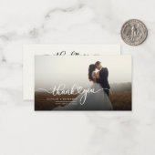 Carte De Correspondance Merci photo Mariage à lettres main moderne (Devant/Arrière en situation)