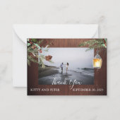 Carte De Correspondance Merci Photo Mariage bois hiver Noël (Devant)