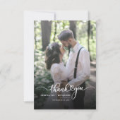Carte De Correspondance Merci photo Mariage de script à la main (Devant)