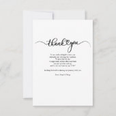Carte De Correspondance Merci photo Mariage de script à la main (Dos)