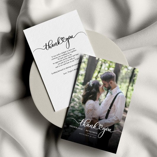 Carte De Correspondance Merci photo Mariage de script à la main