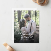 Carte De Correspondance Merci photo Mariage de script moderne (Devant/Arrière en situation)