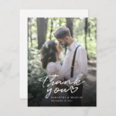 Carte De Correspondance Merci photo Mariage de script moderne (Devant / Derrière)
