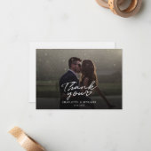 Carte De Correspondance Merci photo Mariage de script moderne (Devant/Arrière en situation)