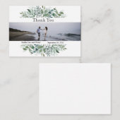 Carte De Correspondance Merci Photo Mariage Feuille Budget (Devant / Derrière)