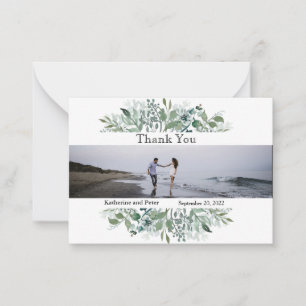 Carte De Correspondance Merci Photo Mariage Feuille Budget