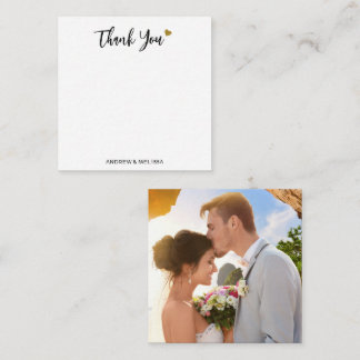 Carte De Correspondance Merci photo minimaliste Mariage noir et or