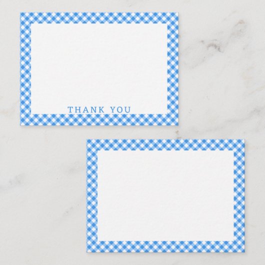 Carte De Correspondance Merci Plaid En vichy Buffalo Bleu Et Blanc (Devant / Derrière)