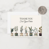 Carte De Correspondance Merci Plante verdoyant (Devant/Arrière en situation)