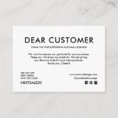 Carte De Correspondance Merci pour la commande (Dos)
