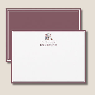 Carte De Correspondance Merci pour la nurserie éléphant bébé aquarelle mig