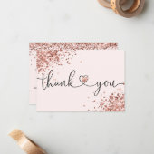 Carte De Correspondance merci pour votre achat de script moderne coeur (Devant/Arrière en situation)