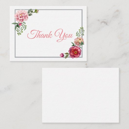 Carte De Correspondance Merci Rose floral (Devant / Derrière)